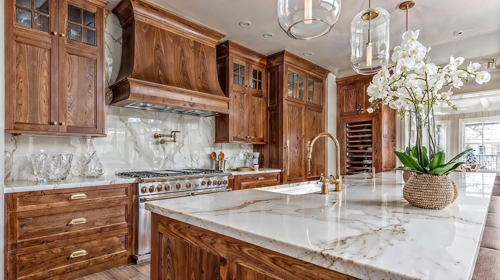 Polished hardwood flooring